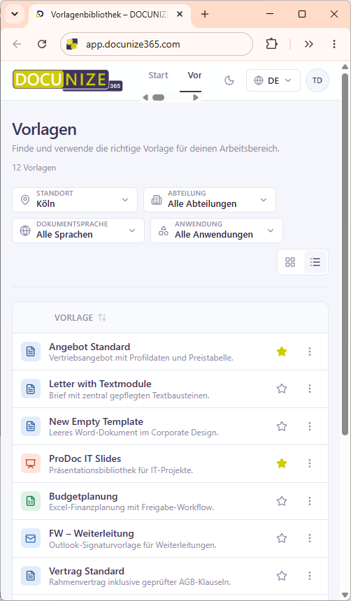 Vorlagenmanagement
